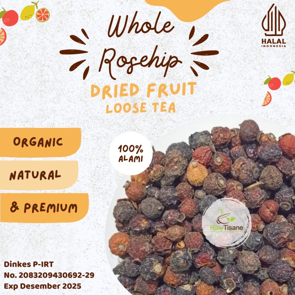 

RAW TISANE Premium Whole Dried Rosehip / Dried Rose Hips High Quality / Buah Rosehip Kering Kualitas Premium Isi 100 Gram