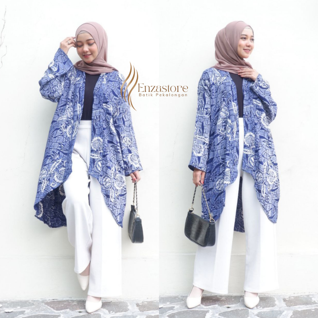Bolero Cardigan Outer Wanita Batik Cap Panjang Fashion Muslim Kekinian