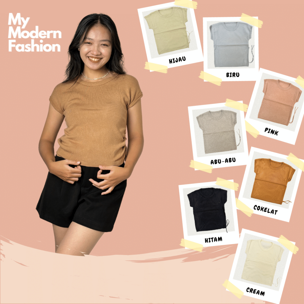 [ MY MODERN ] KAOS BASIC RAJUT POLOS AKSEN SERUT KIRI PREMIUM SOFT | KOREAN STYLE ATASAN WANITA