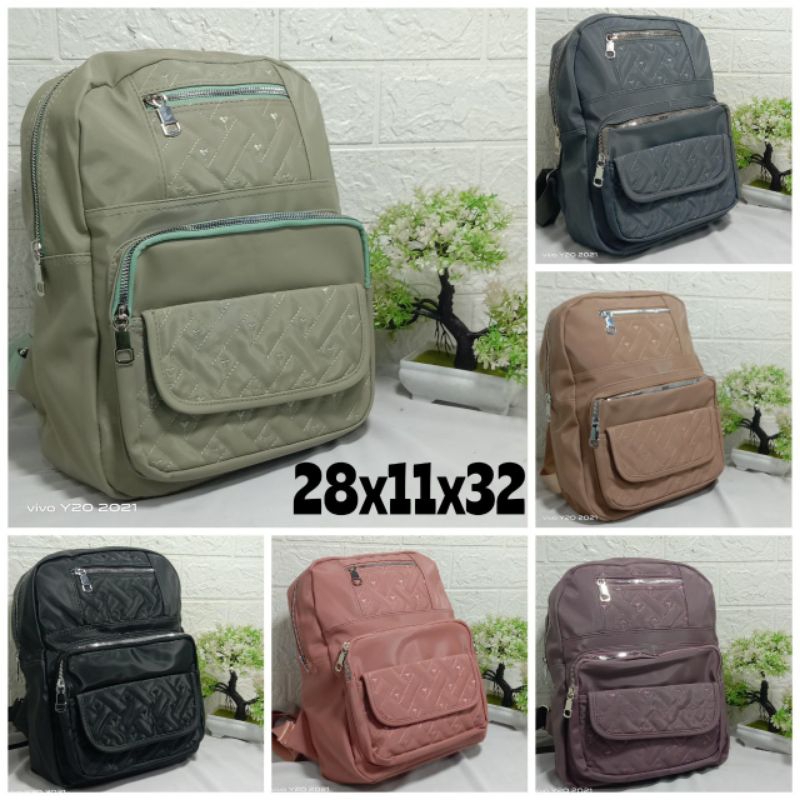 Tas Ransel Fashion Nilon Bordir 4 Ruang Besar