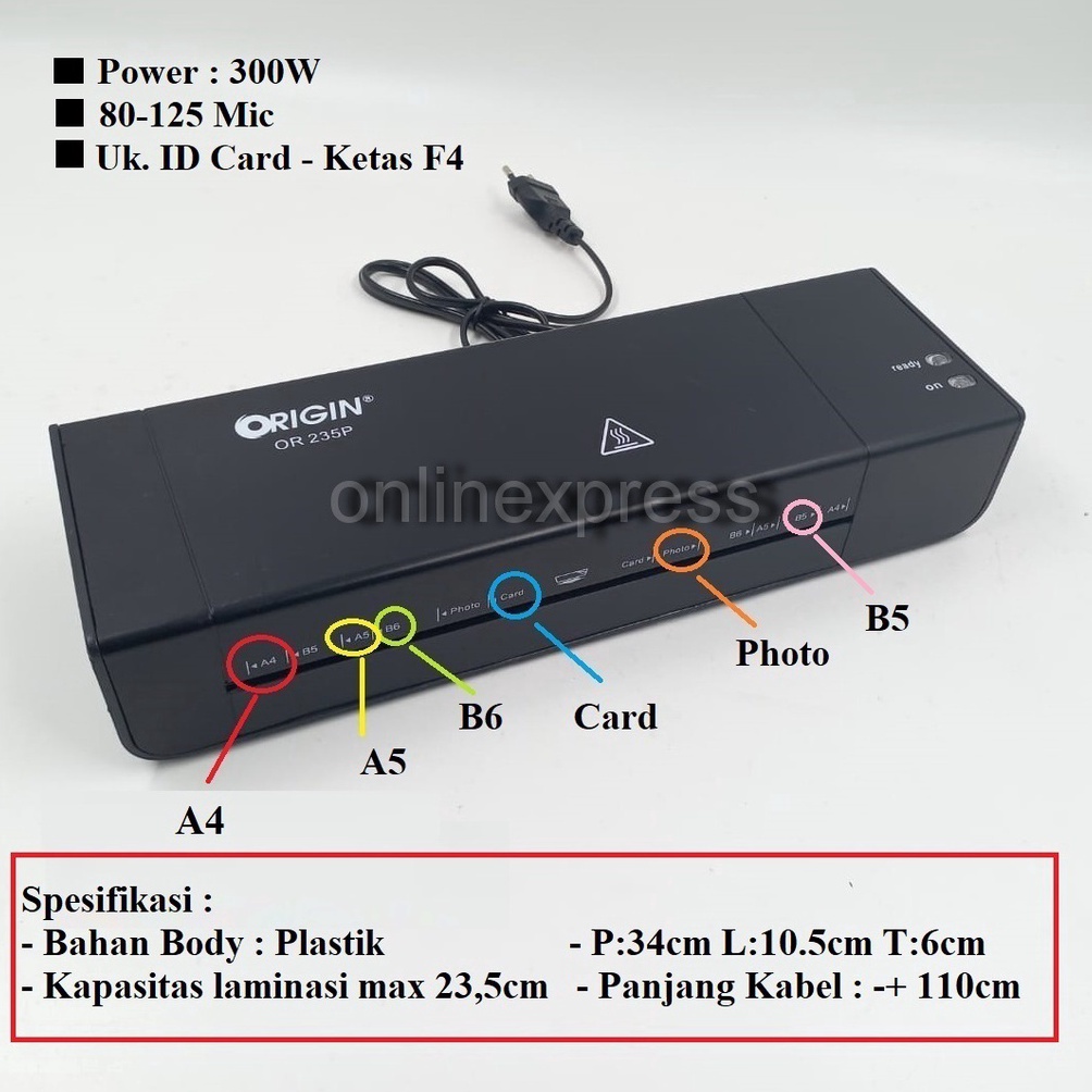 

Mesin Laminating A4 Laminating F4 Laminator Machine ID Card OR235P ART N6S7