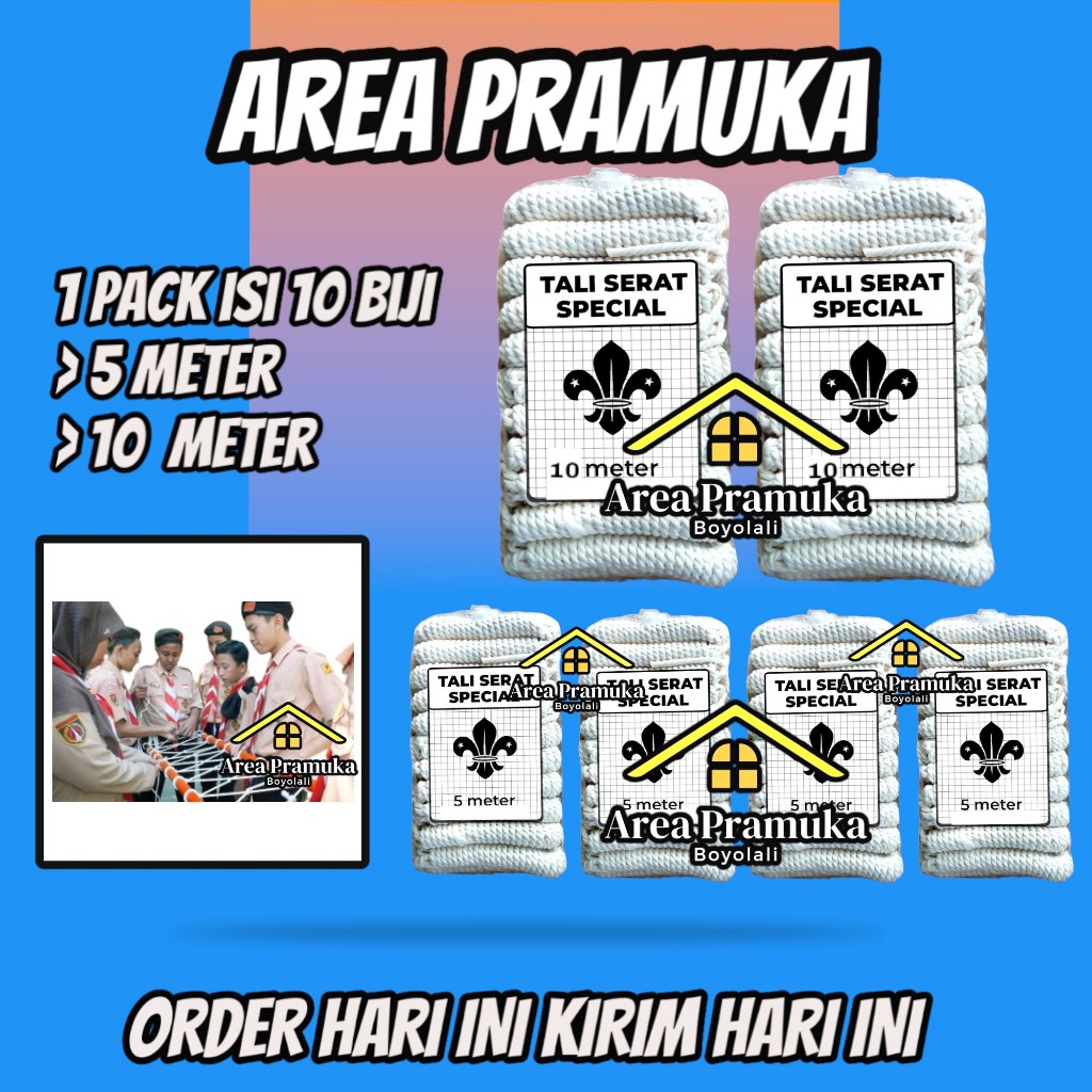 

1 pack Tali pramuka serat 5/10 m isi 10 biji / tali tambang pramuka