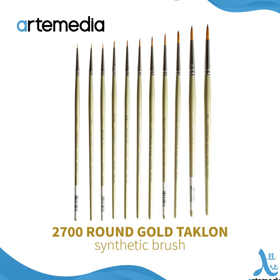 

Kuas Lukis Artemedia 27 Round Gold Taklon Synthetic Brush ART Y9T7