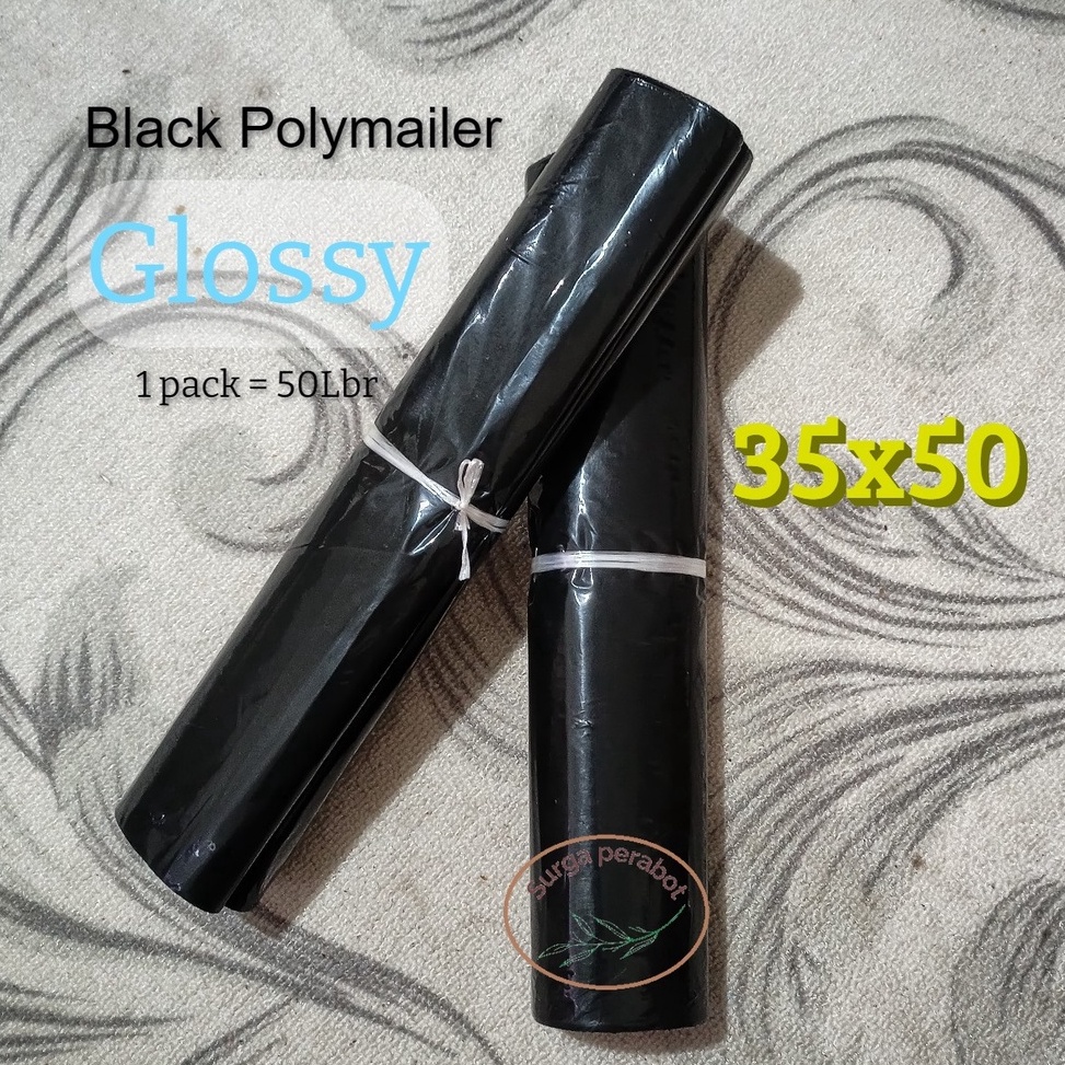 

POLYMAILER 35x5 HITAM POLOS GLOSSY POLIMAILER PLASTIK AMPLOP PACKING OLSHOP ART B6B7