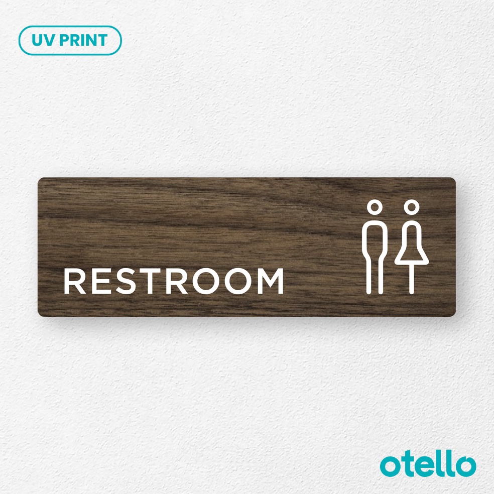 

Otello Restroom Sign Board Kayu Print UV Papan Signage Tempel Toilet Wooden Sticker Dinding Nama Ruangan ART D3X7