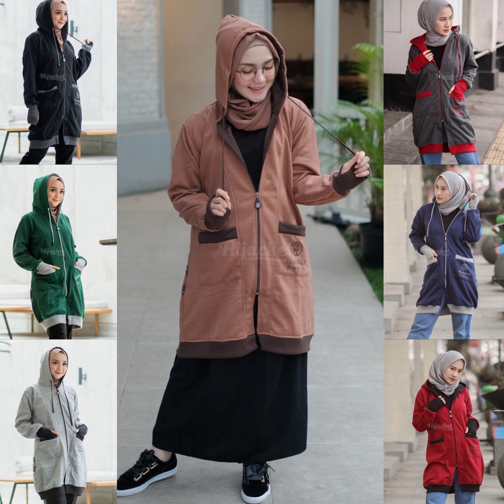 ART V8F Jaket Jacket Hoodie Panjang Wanita Cewek Muslimah Hijabers Kekinian Terbaru Roundhand Finger