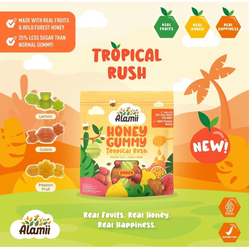 

Alamii - Honey Gummy - Tropical Rush - Permen Jelly - 40gr - Less Sugar