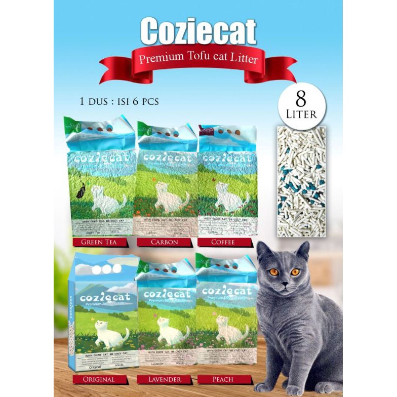 Grabgojek Pasir Tofu Cozie Cat All Varian 8L  Premium Tofu Cat Litter Cozie Cat 8L ART H5K3