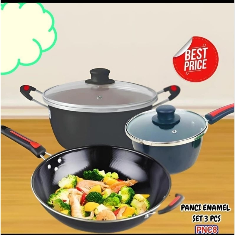 Panci Set Enamel anti lengket dan anti gores Termurah