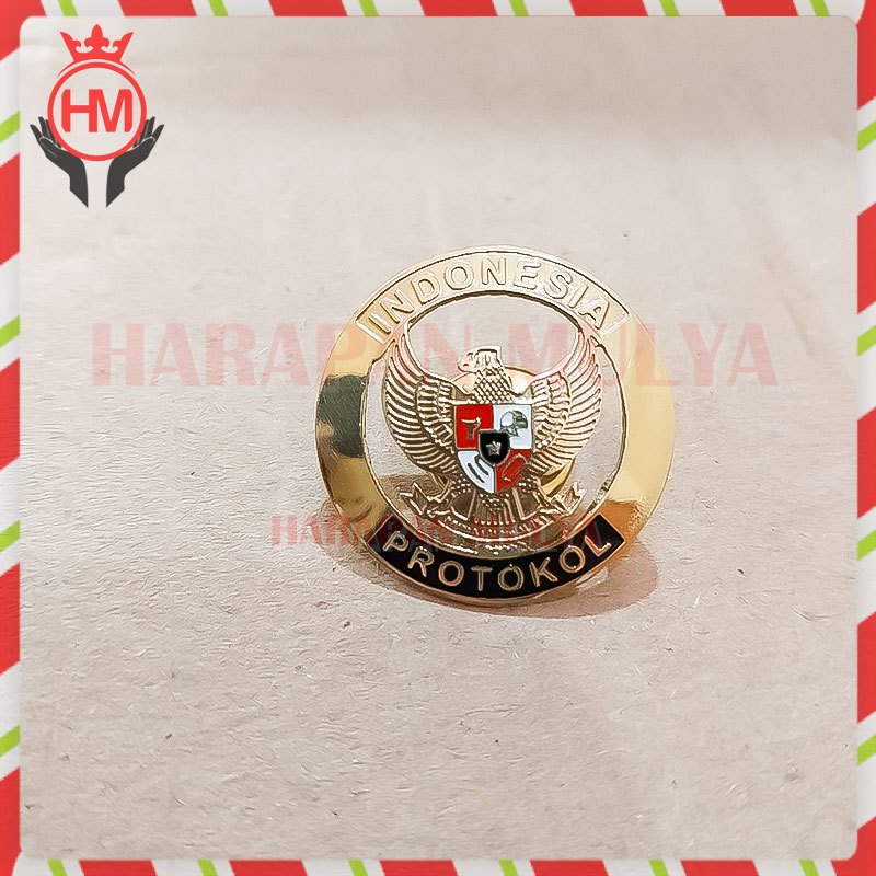 Lencana Protokol Garuda Warna Hitam Pin Protokol Indonesia Model Bulat Pin Murah - HM
