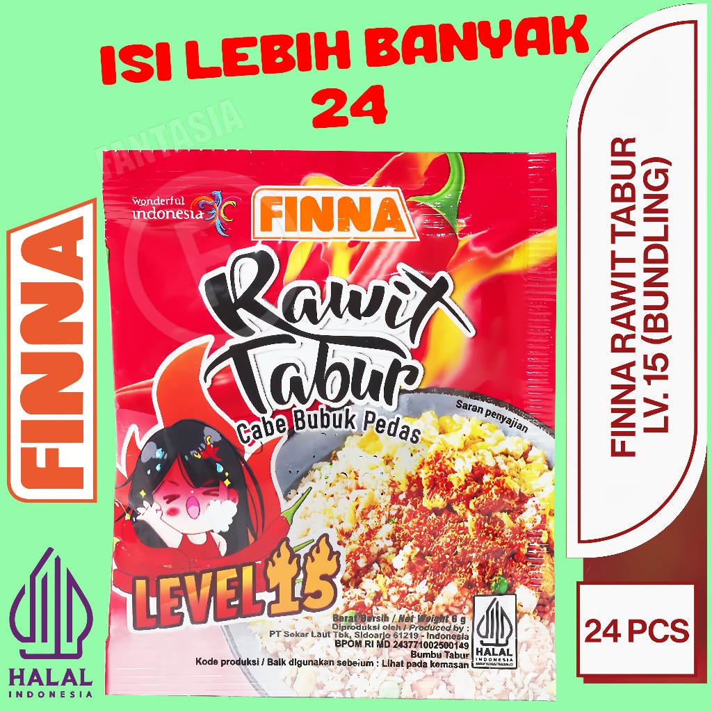 

Finna Rawit Tabur Lv 15 BUBUK CABE PACK BUNDLING ISI 24 SACHET FUN CORNER