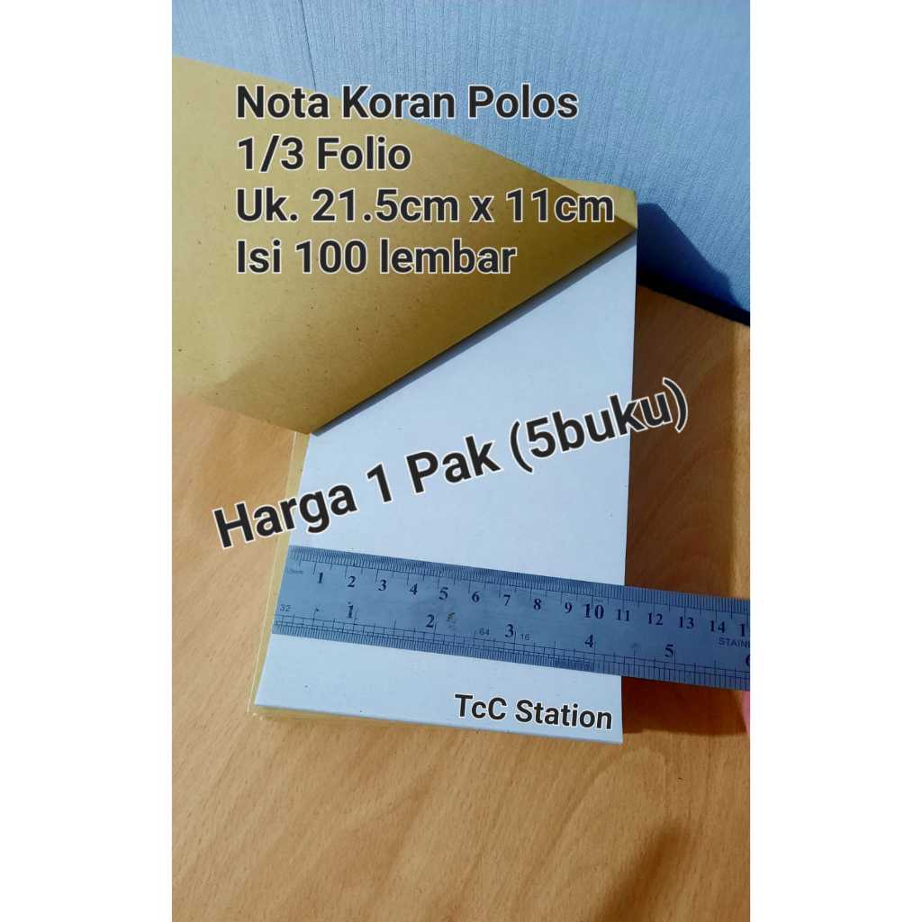 

1 Pak 5 buku Nota KORAN Bon Polos 1/3 Folio Isi 100 lembar Ukuran 21.5cm x 11cm 1/3folio