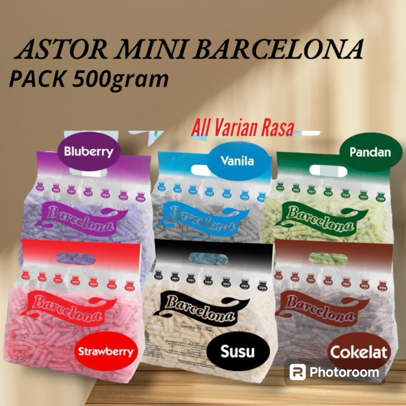 

ASTOR MINI BARCELONA KEMASAN BAG 500gram / ASTOR ROL WAFER MINI