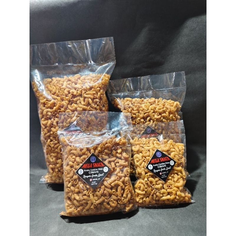 

makaroni goreng 250 gr enak pedas dan original renyah tidak ngembang (bantet) bahan seblak, MEGA SNACK COD