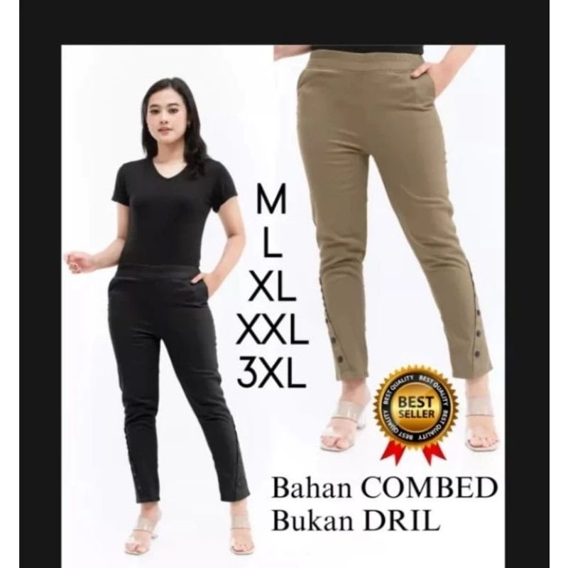 mevin pants celana wanita model terbaru uniqlo bahan twill street import combed