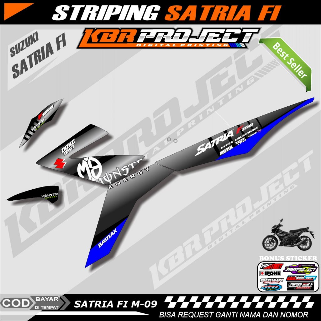 SATRIA FI STIKER STRIPING PREMIUM MOTOR KEREN LIS VARIASI SATRIA FI STIKER MOTOR SUZUKI DESAIN RACIN