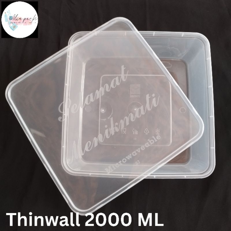 [ECERAN] Thinwall 2000Ml Square Sumobox | Kotak Makan Plastik