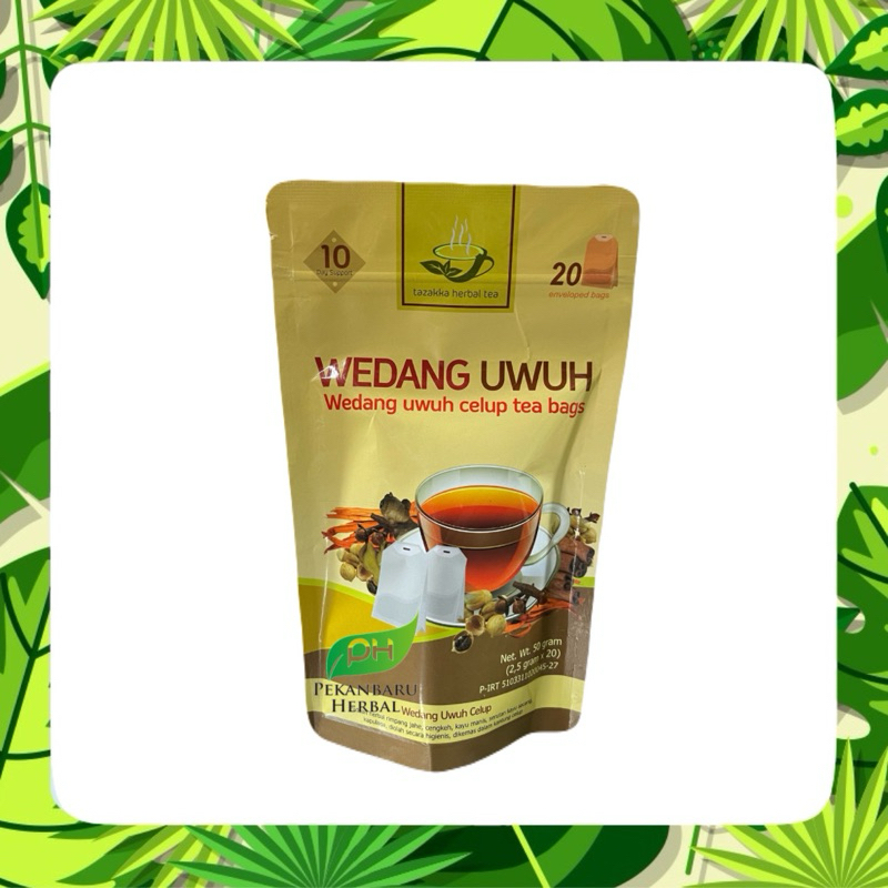 

Teh Celup Wedang Uwuh Komplit Herbal Tazakka Asli Original Isi 20 Kantung Kemasan Standing Pouch.