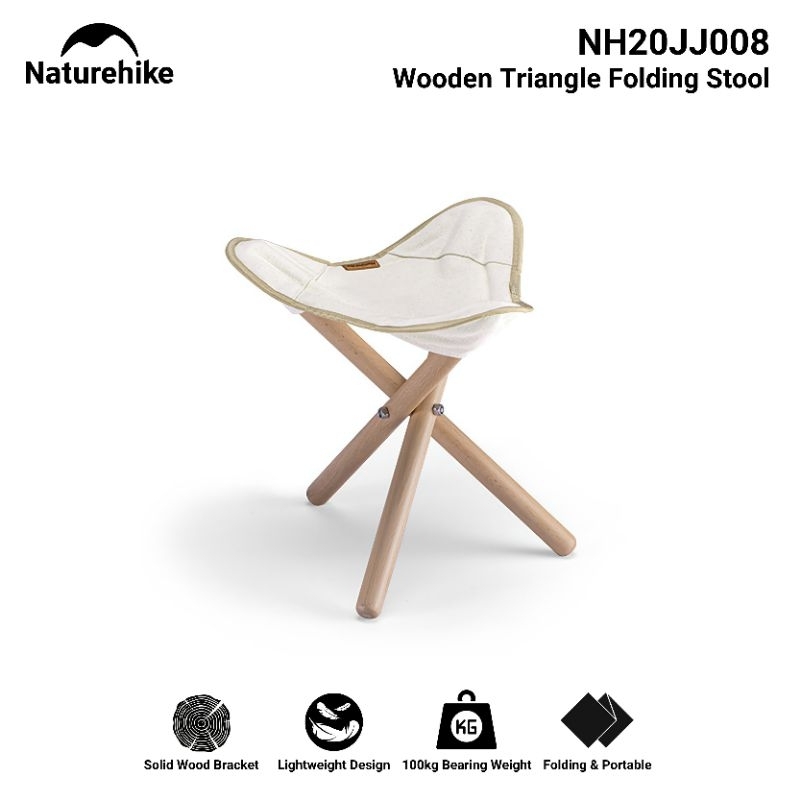 KURSI LIPAT MINI NATUREHIKE TIPE 24 NH20JJ008 WOODEN TRIANGLE FOLDING STOOL OUTDOOR PORTABLE CHAIR K