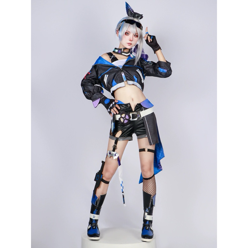 【Lolicos】Ready Honkai Star Rail Silver Wolf Cosplay Costume Hacker Kostum Game Wig Silverwolf
