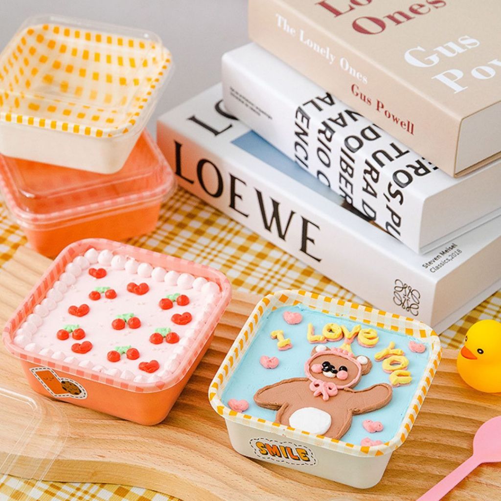 [GROSIR] Kotak Kue Mika Transparan Korean Dessert Box Wadah Bento Cake Lunchbox
