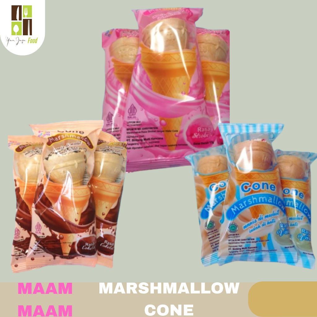 

Maam Maam Marshmellow Cone / Permen Marsmellow / Dengan Wafer Cone 1 PCS