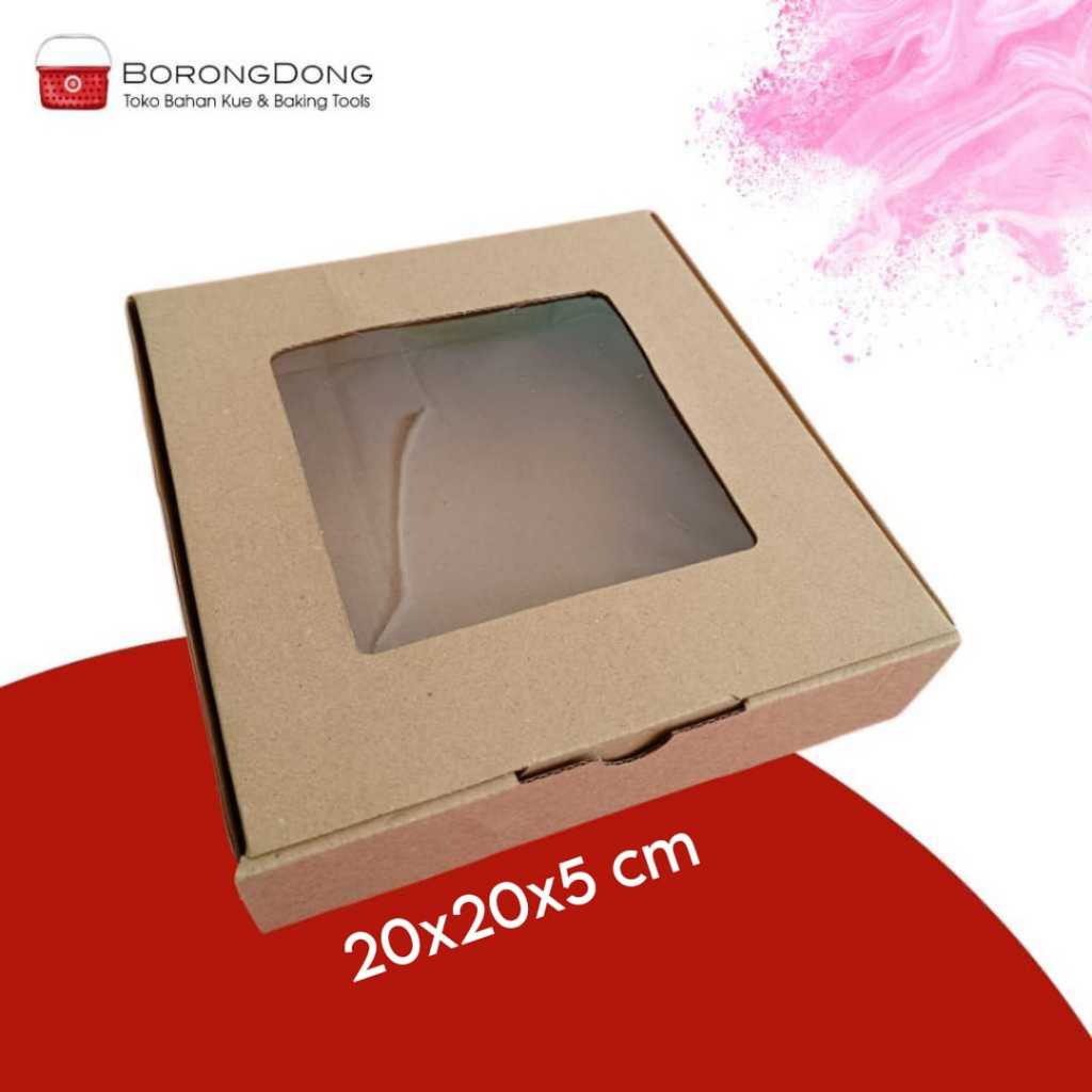 

Corrugated Box / Dus Kue / Dus Pizza Dengan Tutup Mika 20x20x5 cm (Instan Only)