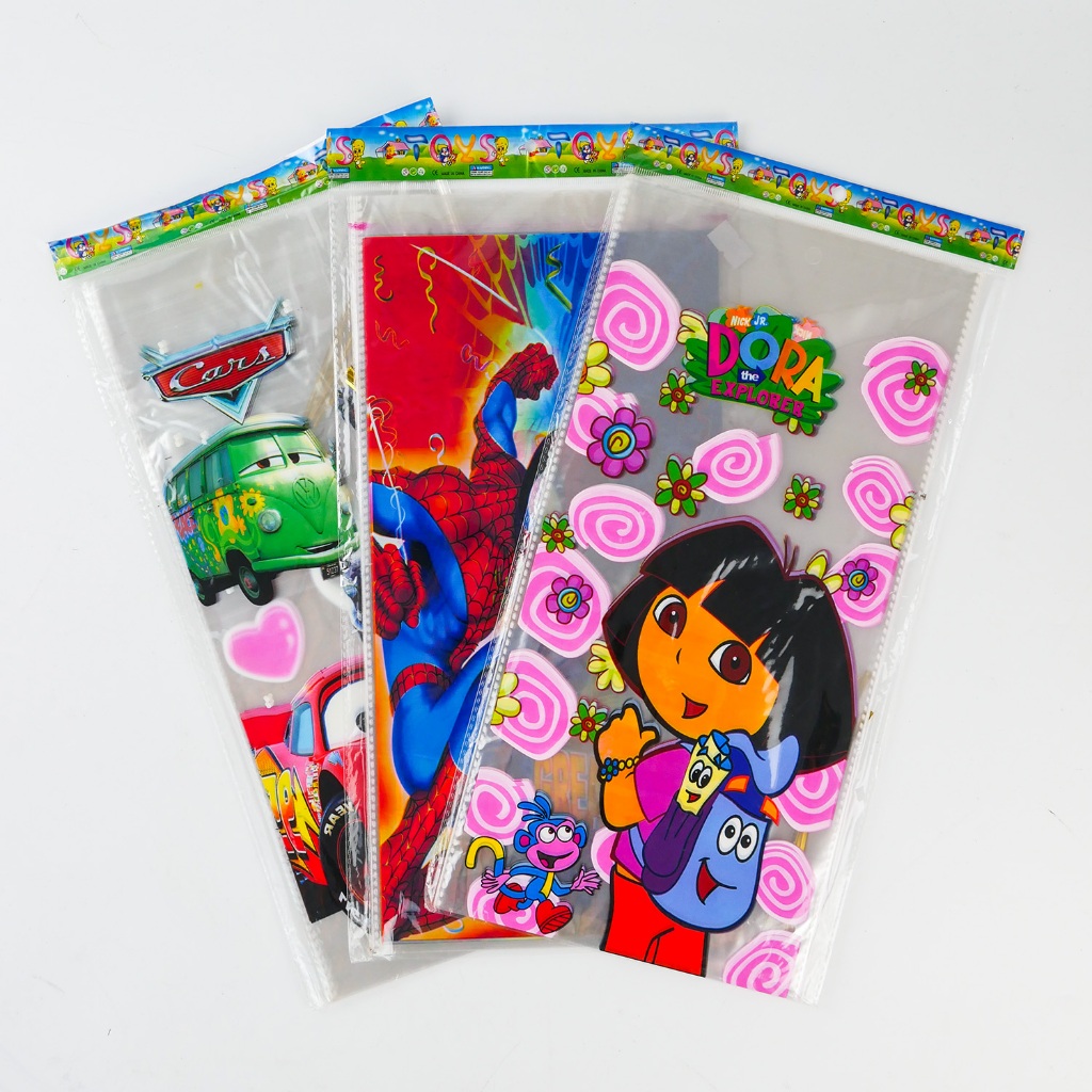 

BINGKISAN KADO PLASTIK SOUVENIR BANYAK PILIHAN KARAKTER MURAH KUALITAS IMPORT 1 PACK ISI 12 LEMBAR
