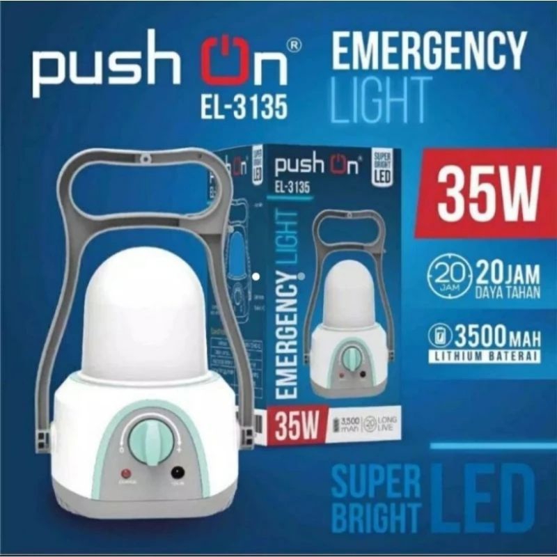 senter lampu emergency PUSH ON EL-3135, lampu emergency duduk,gantung 35 watt