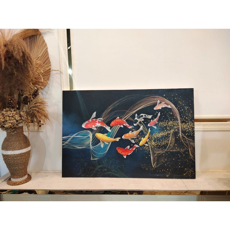 lukisan koi modern art painting