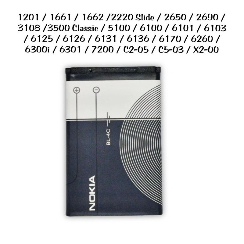 Baterai nokia bl-4c Batre nokia 108 baterai original nokia 1201 1661 x2-00