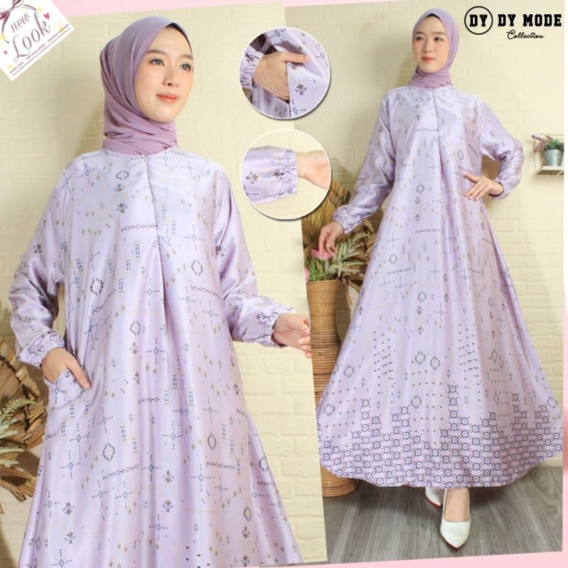 GAMIS SILK PREMIUM MOTIF YOLANDA DRESS MURAH