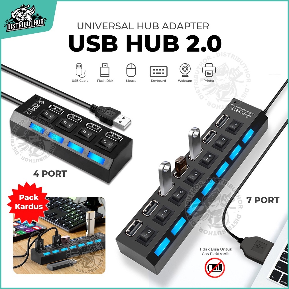 USB HUB tombol on off adapter Port Usb portable colokan Sambungan untuk kabel mouse flashdisk keyboa