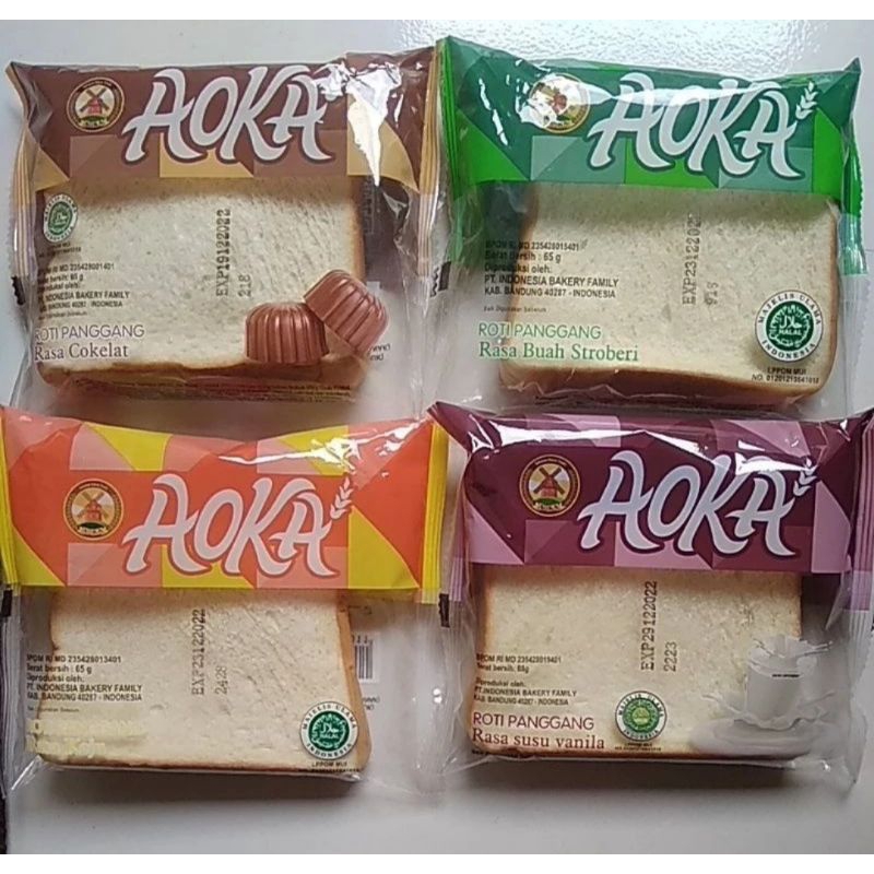 

AOKA ROTI PANGGANG 65gr COKLAT VANILA SUSU KEJU MIX FRUITS BLUEBERRY STRAWBERRY NANAS DURIAN