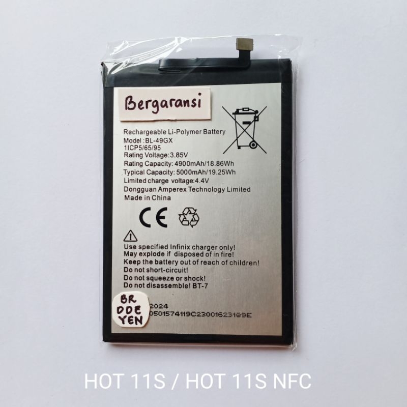 BATERAI UNTUK INFINIX HOT 11S / 11S !NFC / BATRE BATERE BATREI  BATRAY BATTERY 11s nfc