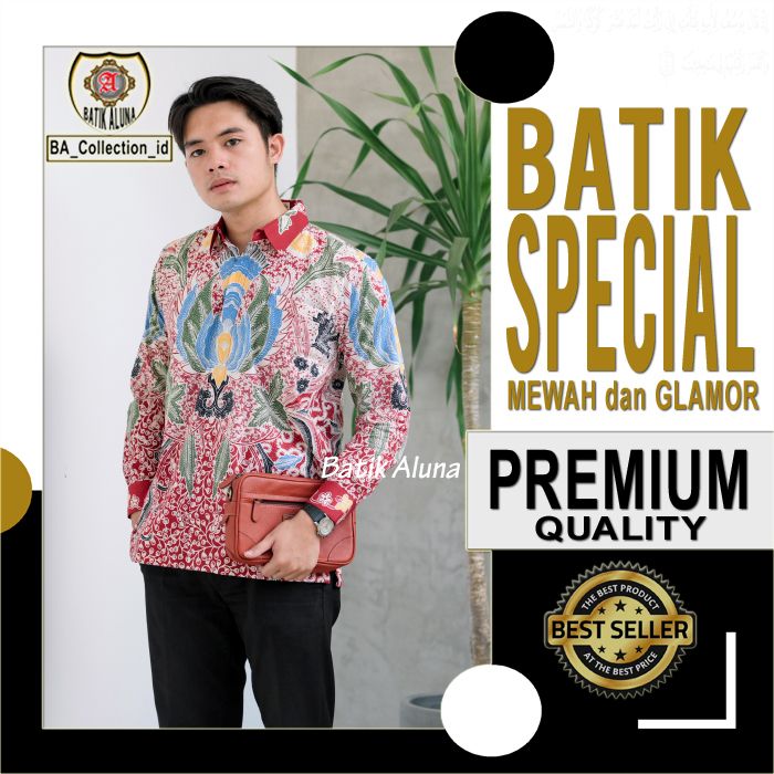 Batik Pria Lengan Panjang Semi Tulis katun Motif Kombinasi Keris Terbaru Keraton Kemeja Formal Furin