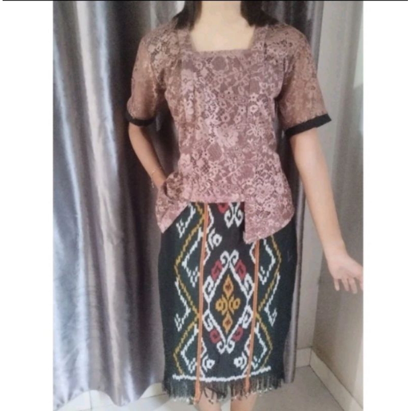 ( TERBARU ) SETELAN TENUN KOMBINASI ATASAN BROKAT WANITA, BAJU KERJA, BAJU CASUAL DAN FORMAL. TENUN 
