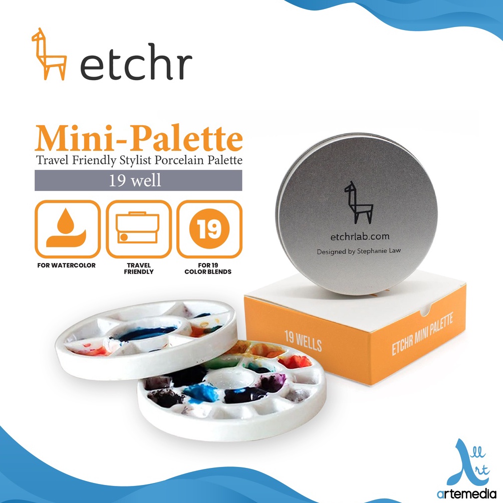 

Mini Palet Lukis Porselen Etchr 19 Wells Porcelain Palette ART C5J4