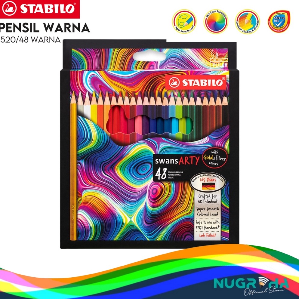 

Color Pencil Pensil Warna Stabilo Swans Arty 152 48 Warna Panjang ART L7G3