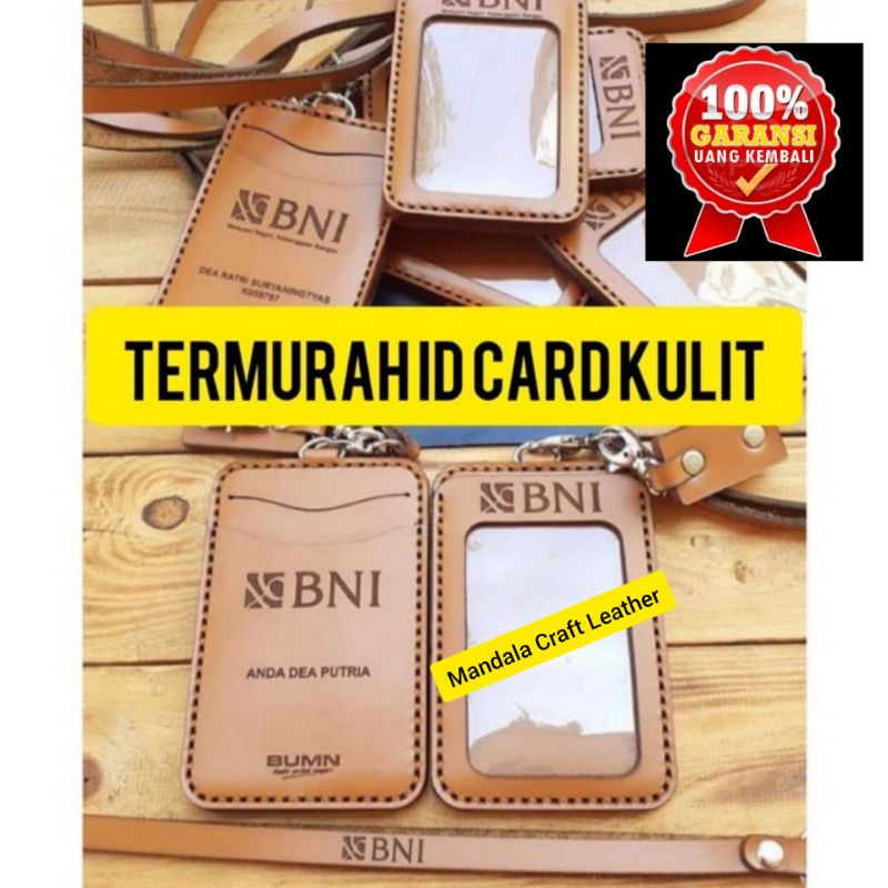 

dDROCKSHOP Lanyard - Id Card Holder Kulit Asli CASTOM NAMA Gantungan ID Card Kulit Asli