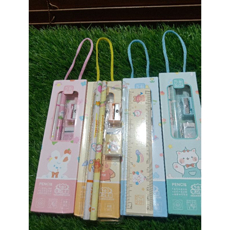 

pensil set lucu(5in1) pensil set/pensil karakter hewan/pensil murah/pensil lucu