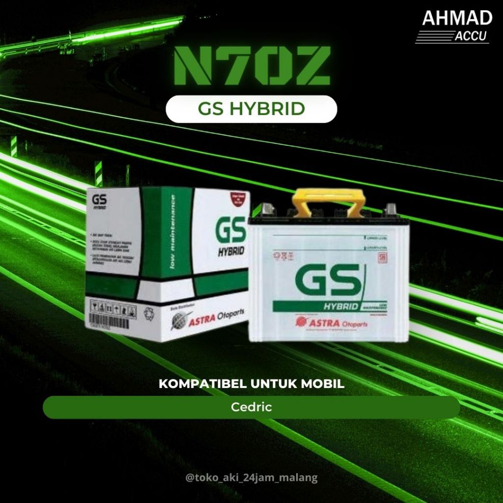 Aki Mobil GS HYBRID N70Z/75AH Kompatibel untuk mobil Cedric