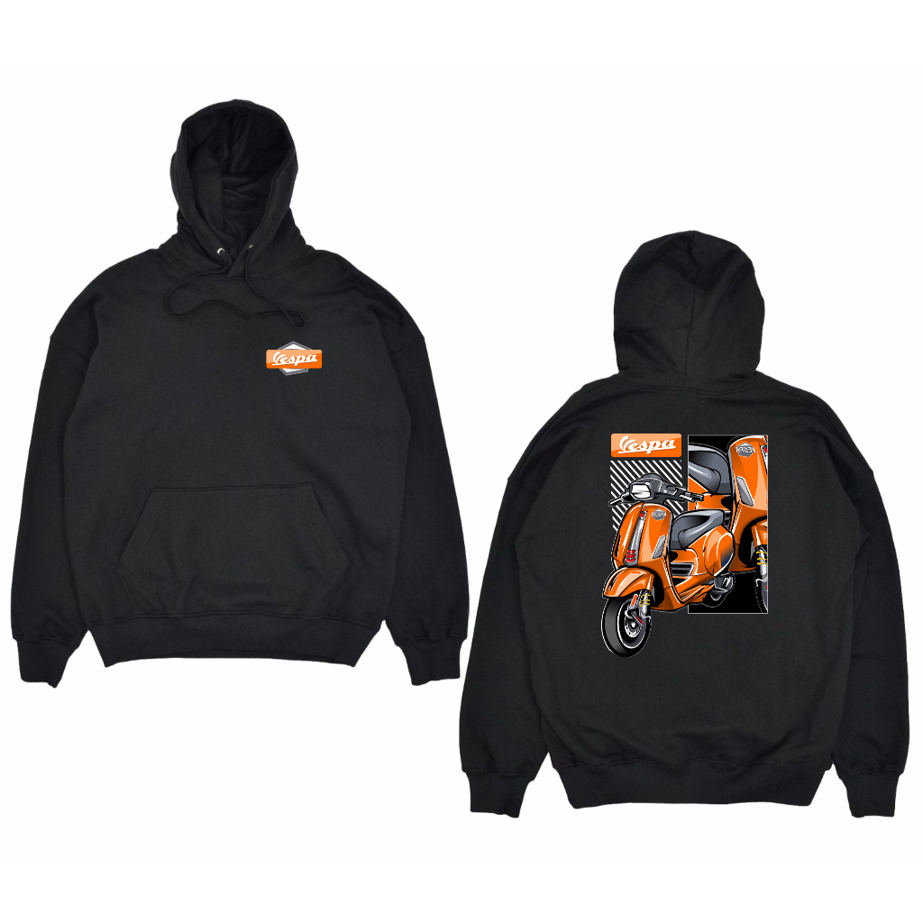 JAKET HOODIE MOTOR VESPA MATIC ORANGE BIG SIZE JUMBO
