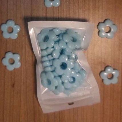 (20 pcs) manik bunga pandora biru | manik sakura | manik bunga murah