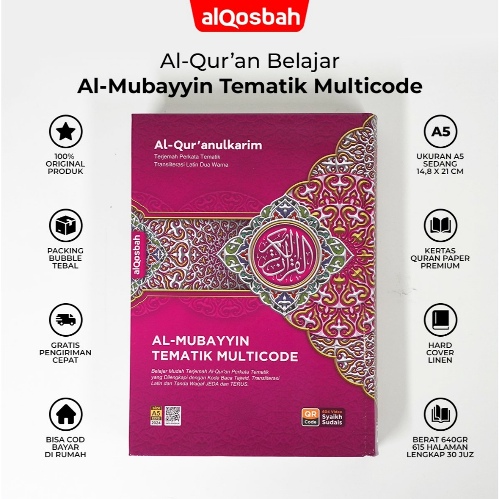 Al-Qur'an Al-Mubayyin Tematik Multicode Hard Cover Quran Alquran Al Qosbah
