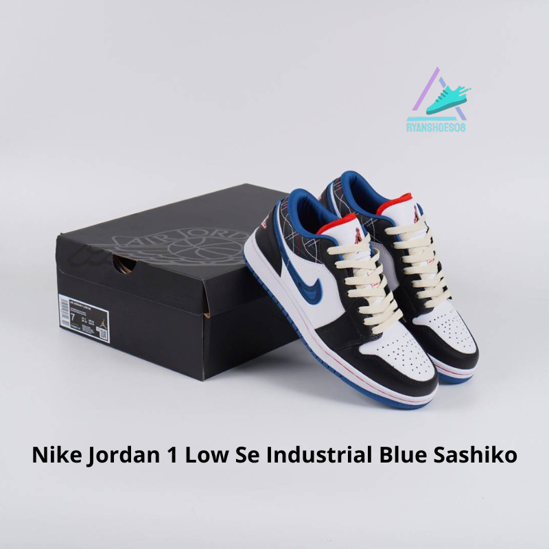 SEPATU PRIA NIKE | SEPATU NIKE JORDAN 1 LOW SE INDUSTRIAL BLUE SASHIKO 100% SNEAKERS BNIB