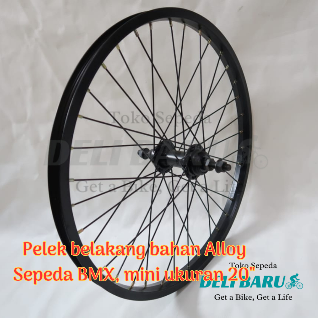 Pelek ukuran 20 siap stel BELAKANG saja Velg alloy jari hitam 36 hole sepeda BMX, lipat, minion