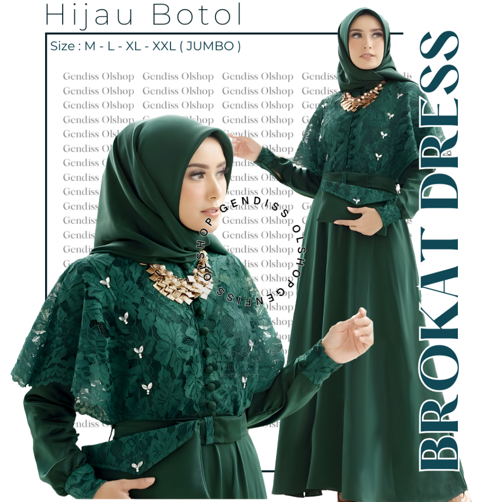 Dres Dress // Formal Kondangan Warna Jotol Hijau Botol Jumbo Mewah Kekinian 2XL 3XL LD 110 120 130 T