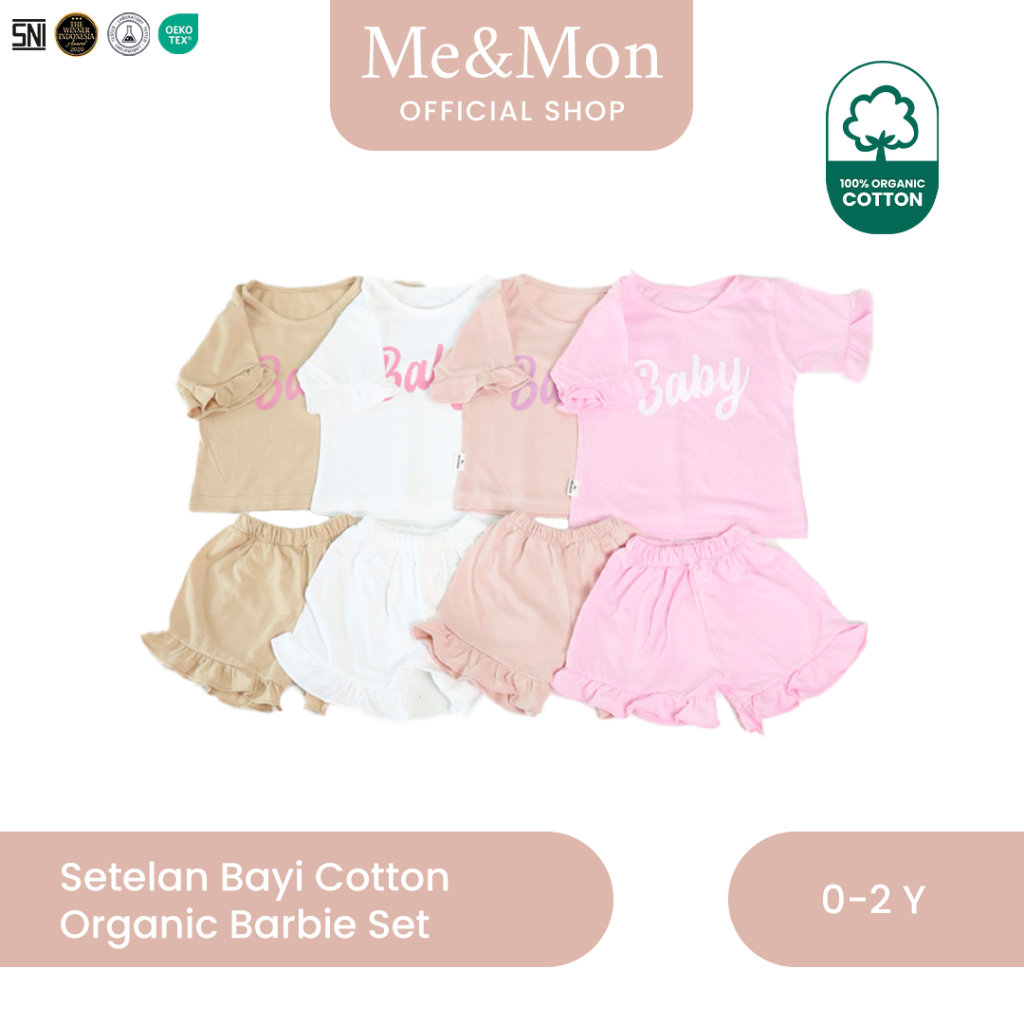 Setelan Bayi Cotton Organic Barbie Set Me and Mon