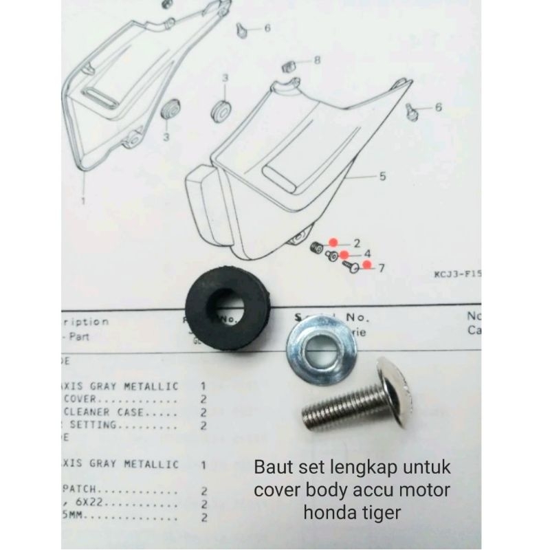 BAUT SET LENGKAP UNTUK COVER BODY ACCU AKI MOTOR HONDA TIGER